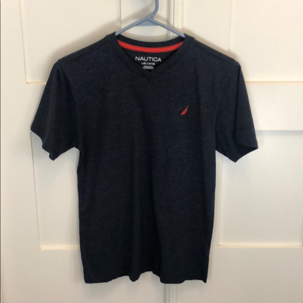 Navy blue boys Nautica v-neck tshirt